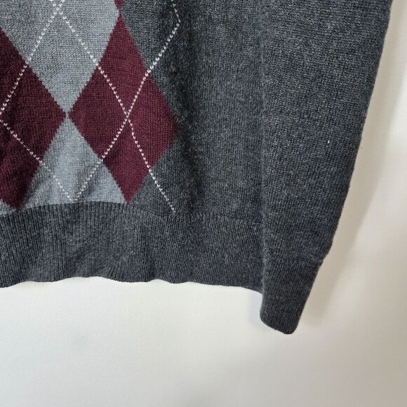 Banana Republic Size L Silk Cashmere Argyle Gray Sweater Vest Men's - Picture 9 of 9